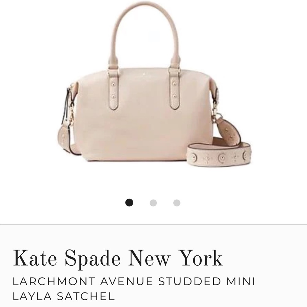 Kate Spade New York Larchmont Avenue Studded Mini Layla Satchel in Warm Beige - Picture 2 of 15